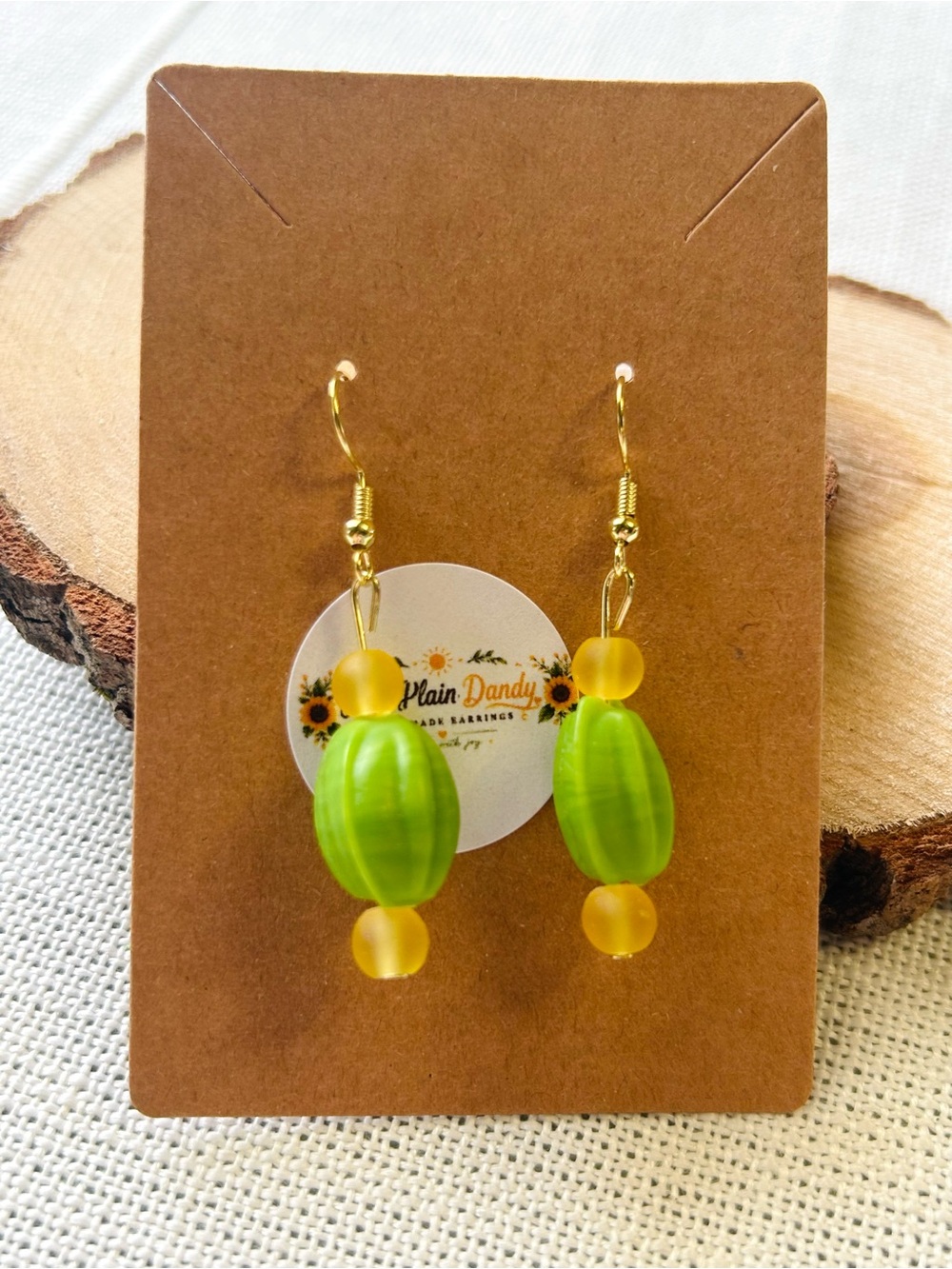 Lime Green Yellow Beaded Dangle Earrings Boho Summer Jewelry